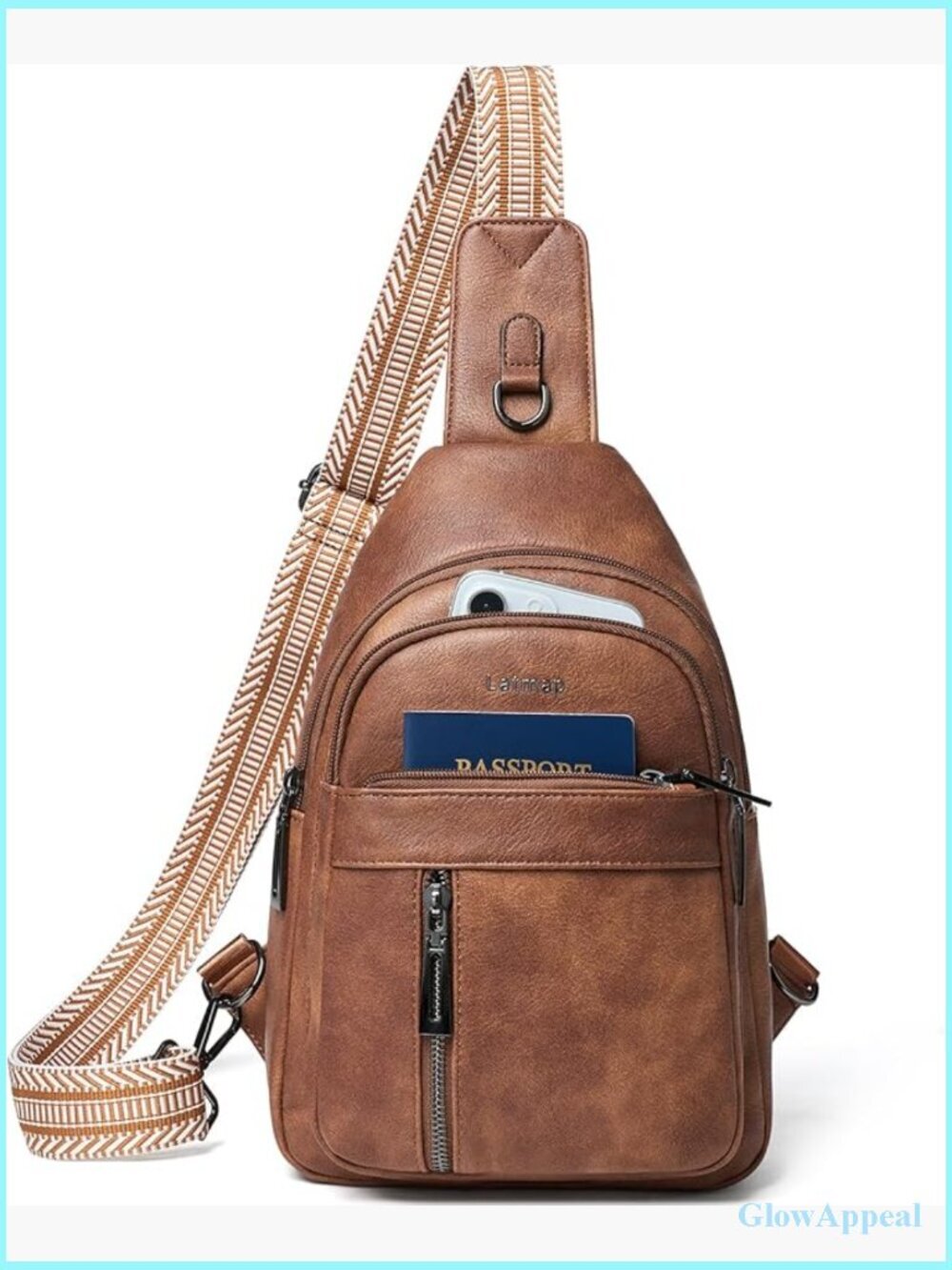 7L PU Leather Crossbody Sling Bag Backpack Fanny Pack Travel Belt Bag